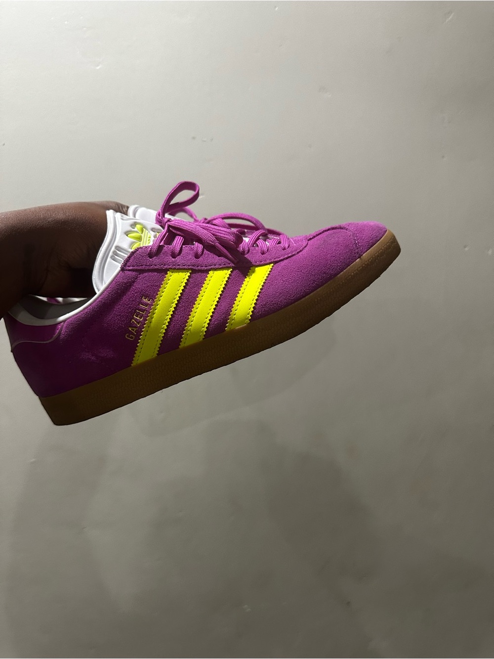 adidas Gazelle Suede Sneaker - Purple with Yellow Stripes